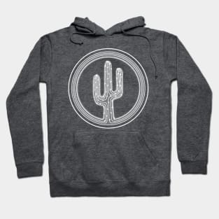 White Cactus Badge Line Drawing Hoodie